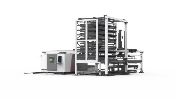 A Glorystar GS-CE Fibre Laser cutting machine, coupled with an auto Loading and unloading system.