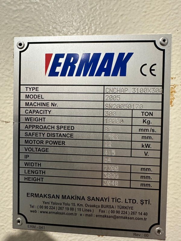 Ermaksan CNC HAP 3100 x 300 Ton